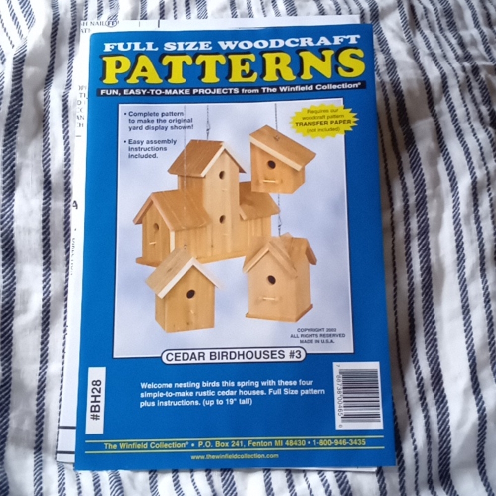 Cedar Birdhouses, New full size pattern,